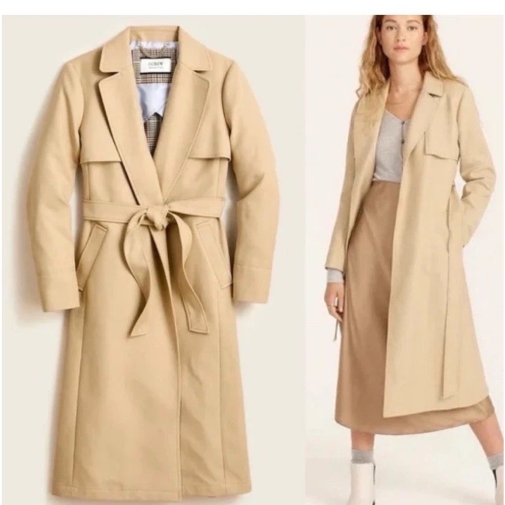 J.Crew Collection tailored trench coat in double-faced plaid Size 12